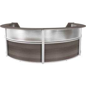Regency Marque Plexi Quad Unit Reception Desk Workstation 142""W x 103""D x 45-1/2""H Driftwood Gray
