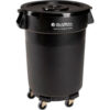 Global Industrial™ Plastic Trash Can with Lid & Dolly - 32 Gallon Black