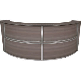 Regency Marque Double Unit Reception Curved Desk Workstation 124-1/2""W x 49""D x 45-1/2""H Driftwood