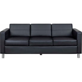 Interion® Antimicrobial Upholstered Leather Sofa Black