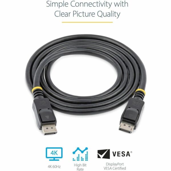 StarTech.com 50cm (1ft) DisplayPort 1.2 Cable, 4K x 2K UHD VESA Certified DisplayPort Cable, DP Cable/Cord for Monitor, w/ Latches