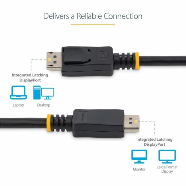 StarTech.com 50cm (1ft) DisplayPort 1.2 Cable, 4K x 2K UHD VESA Certified DisplayPort Cable, DP Cable/Cord for Monitor, w/ Latches