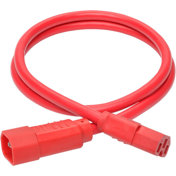 Eaton Tripp Lite Series Power Cord C14 to C15 - Heavy-Duty, 15A, 250V, 14 AWG, 3 ft. (0.91 m), Red