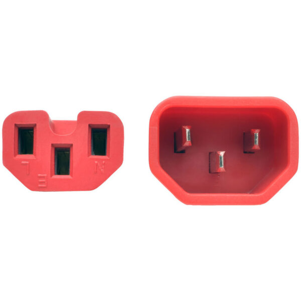 Eaton Tripp Lite Series Power Cord C14 to C15 - Heavy-Duty, 15A, 250V, 14 AWG, 3 ft. (0.91 m), Red