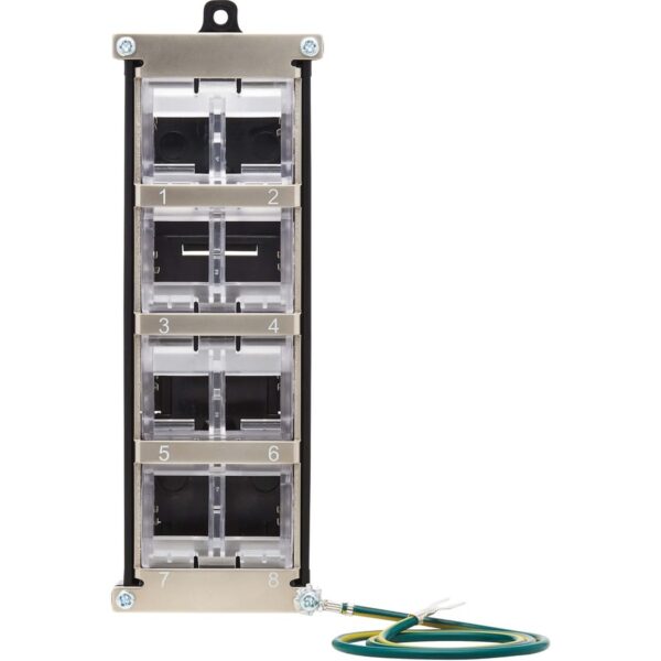 Tripp Lite by Eaton 8-Port Metal DIN-Rail Mounting Keystone Patch Panel with Grounding, Black/Silver, TAA