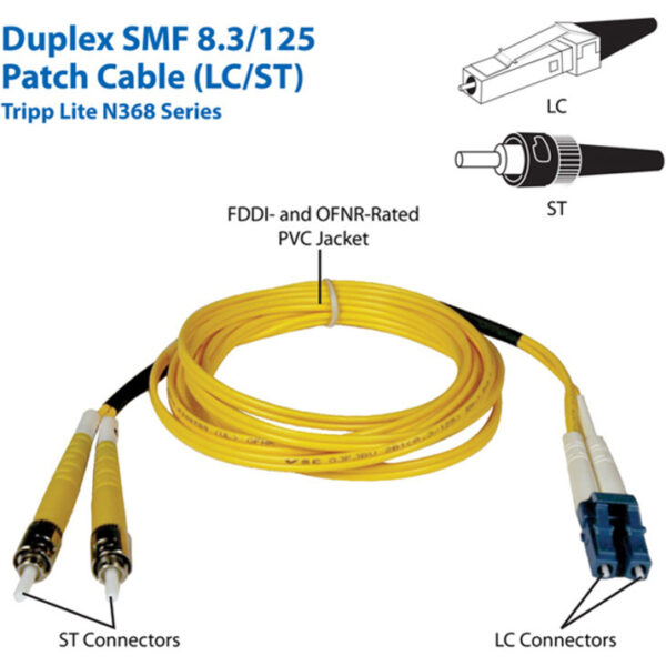 Eaton Tripp Lite Series Duplex Singlemode 9/125 Fiber Patch Cable (LC/ST), 2M (6 ft.)