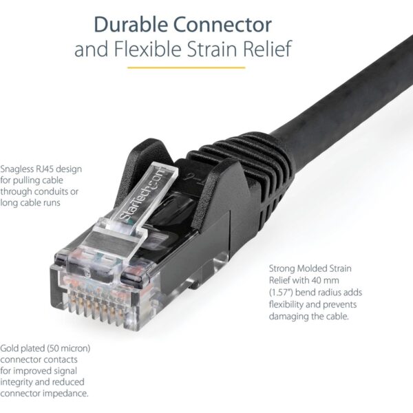 StarTech.com 6ft (1.8m) CAT6 Ethernet Cable, LSZH (Low Smoke Zero Halogen) 10 GbE Snagless 100W PoE UTP RJ45 Black Network Patch Cord, ETL