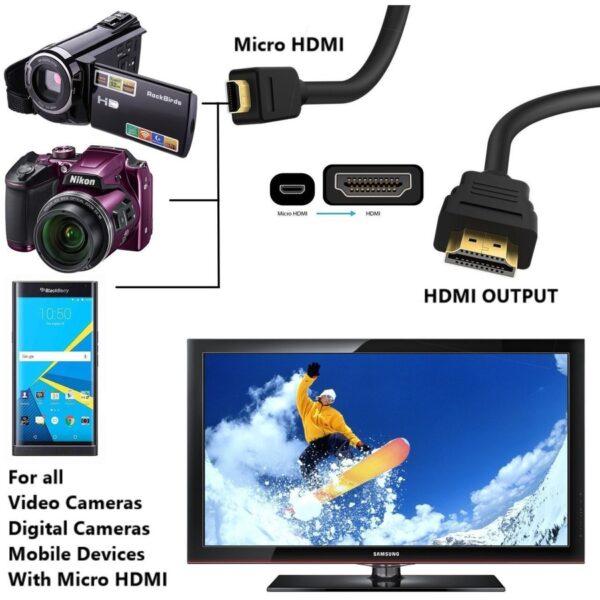 4XEM 6FT Micro HDMI To HDMI Adapter Cable