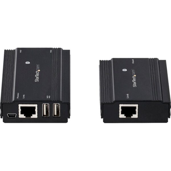 StarTech.com 4 Port USB 2.0 Extender Hub over CAT5e/CAT6 Ethernet Cable (RJ45), 330ft (100m), Metal Housing, USB Extender Kit, 480 Mbps