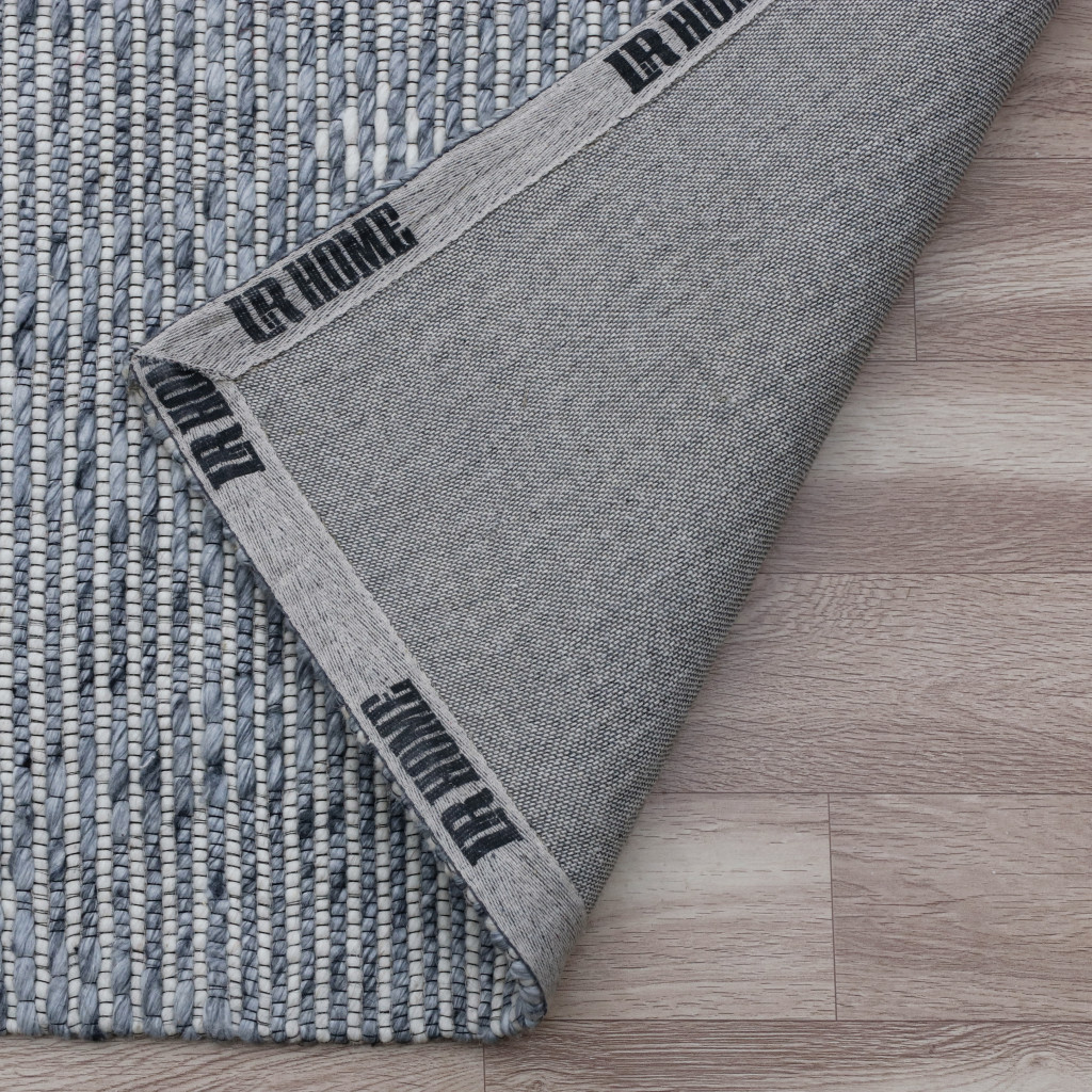 8' x 10' Blue and Ivory Geometric Hand Woven Non Skid Area Rug