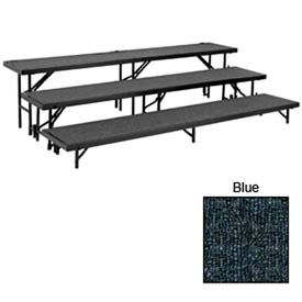 3 Level Straight Riser with Carpet - 96""L x 18""W - 8""H 16""H & 24""H - Blue