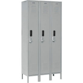 Global Industrial™ 1-Tier 3 Door Digital Locker 36""W x 12""D x 66""H Gray Unassembled