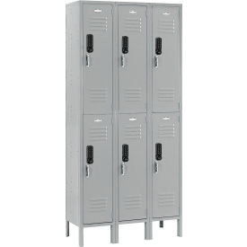 Global Industrial™ 2-Tier 6 Door Digital Locker 36""Wx15""Dx78""H Gray Unassembled