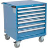 Global Industrial™ Mobile Modular Drawer Cabinet 7 Drawers w/Lock 30""Wx27""Dx37""H Blue