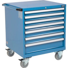 Global Industrial™ Mobile Modular Drawer Cabinet 7 Drawers w/Lock 30""Wx27""Dx37""H Blue