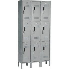 Global Industrial™ 3-Tier 9 Door Digital Locker 36""Wx15""Dx78""H Gray Unassembled