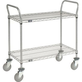 Nexel® Utility Cart w/2 Shelves & Poly Casters 1200 lb. Capacity 30""L x 18""W x 39""H Silver