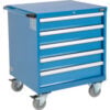 Global Industrial™ Mobile Modular Drawer Cabinet 5 Drawers w/Lock 30""Wx27""Dx37""H Blue