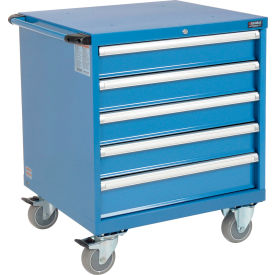 Global Industrial™ Mobile Modular Drawer Cabinet 5 Drawers w/Lock 30""Wx27""Dx37""H Blue