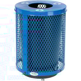 Global Industrial™ Outdoor Steel Diamond Recycling Can With Flat Lid & Base 36 Gallon Blue
