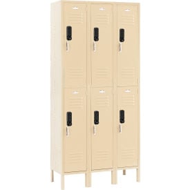 Global Industrial™ 2-Tier 6 Door Digital Locker 36""Wx15""Dx78""H Tan Unassembled