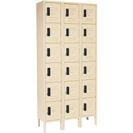 Global Industrial™ 6-Tier 18 Door Digital Locker 36""Wx12""Dx78""H Tan Unassembled