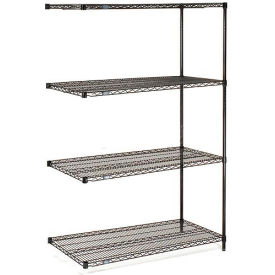 Nexel® 4 Shelf Black Epoxy Wire Shelving Unit Add On 48""W x 21""D x 86""H