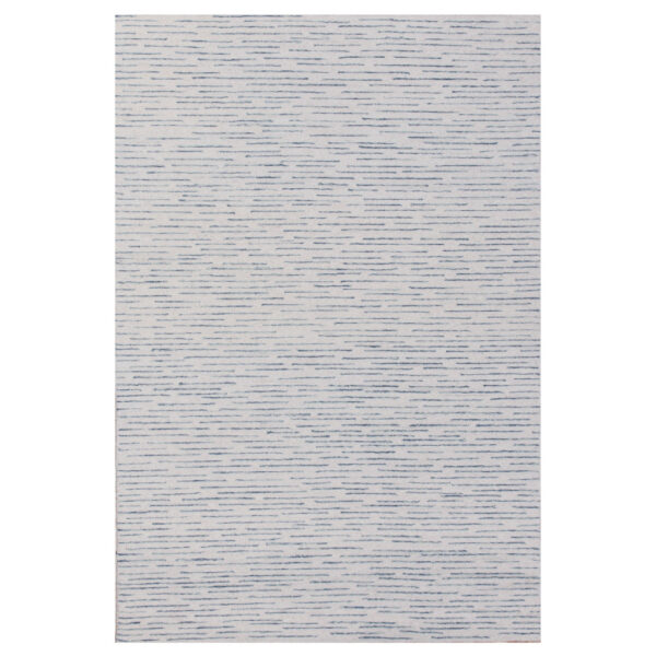 10' x 14' Ivory and Blue Wool Striped Hand Tufted Area Rug