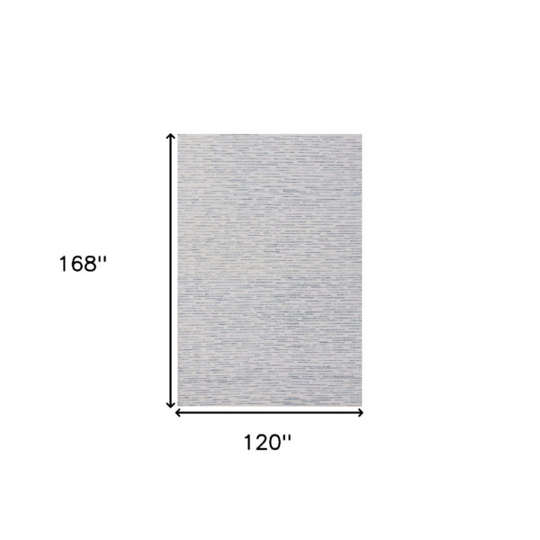 10' x 14' Ivory and Blue Wool Striped Hand Tufted Area Rug
