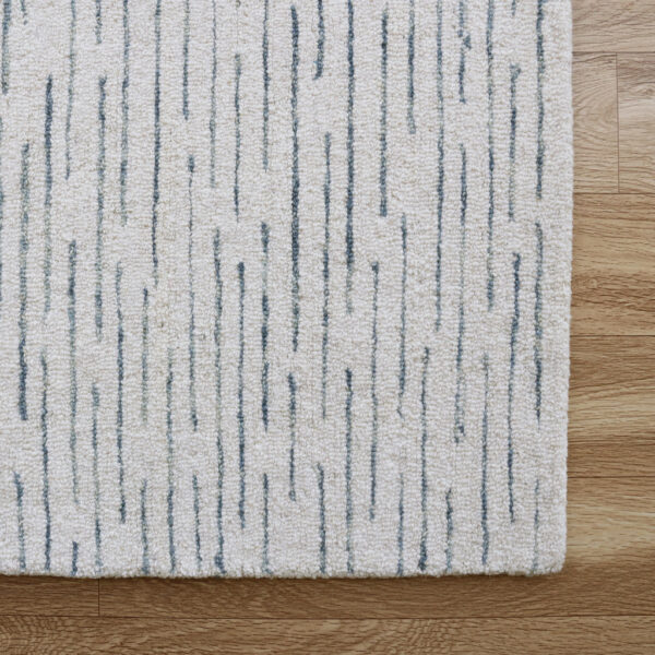 10' x 14' Ivory and Blue Wool Striped Hand Tufted Area Rug