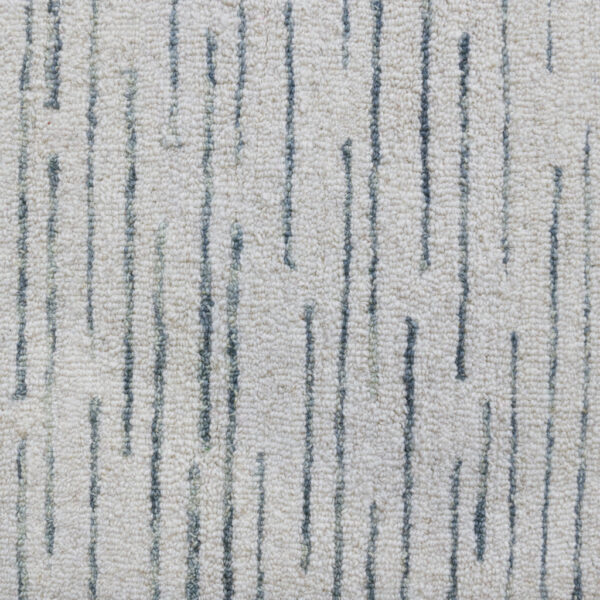 10' x 14' Ivory and Blue Wool Striped Hand Tufted Area Rug