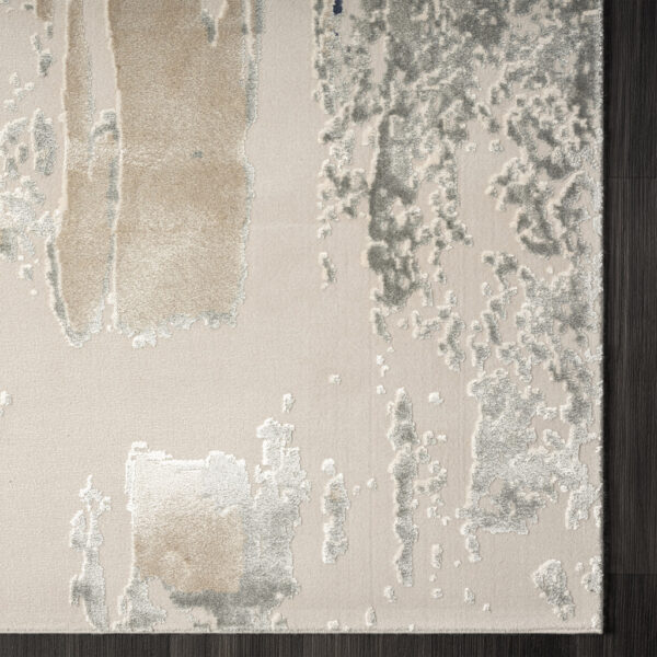 7' Runner Blue and Beige Abstract Runner Rug