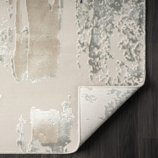 7' Runner Blue and Beige Abstract Runner Rug