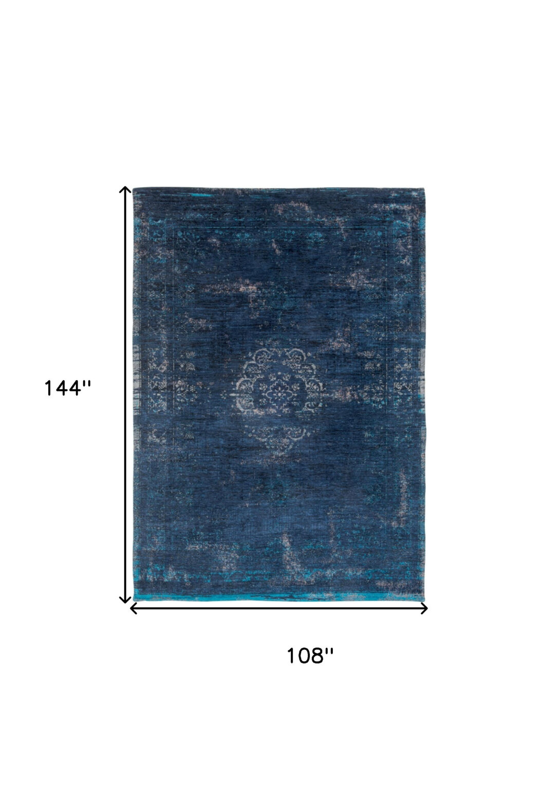 9' X 13' Blue and Gray Medallion Non Skid Area Rug