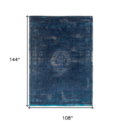 9' X 13' Blue and Gray Medallion Non Skid Area Rug