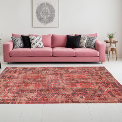 9' X 13' Red Oriental Non Skid Area Rug