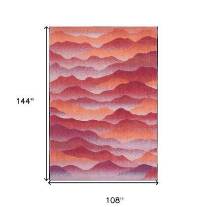 9' X 13' Red Orange Abstract Non Skid Area Rug
