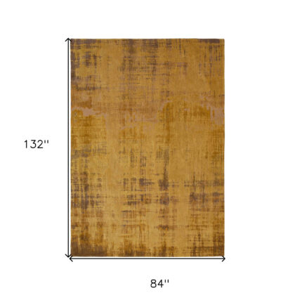 8' x 11' Yellow and Brown Abstract Non Skid Area Rug