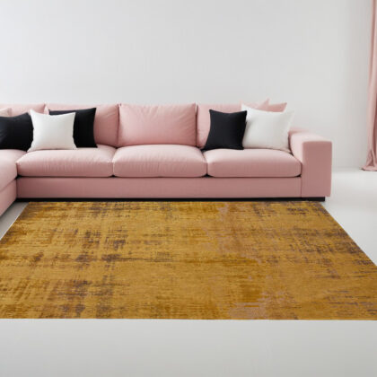 8' x 11' Yellow and Brown Abstract Non Skid Area Rug