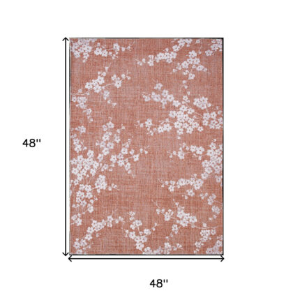 9' X 13' Red and White Round Oriental Non Skid Area Rug