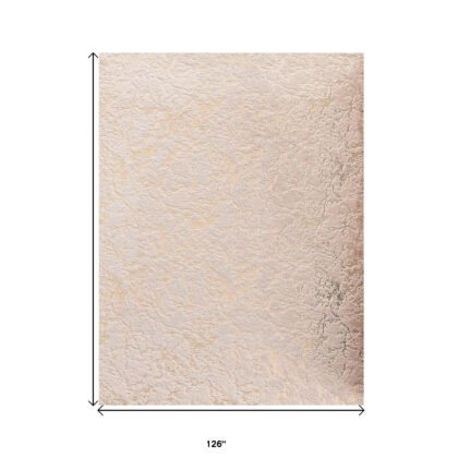 8' x 11' Beige and Gold Faux Fur Abstract Shag Non Skid Area Rug