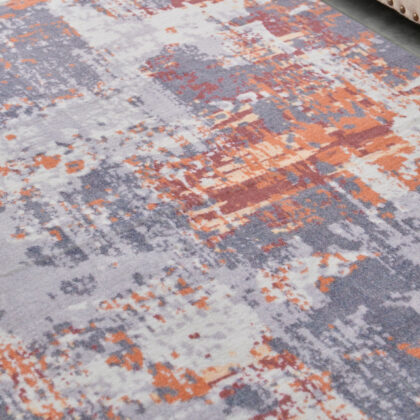 5' x 7' Gray and Brown Abstract Shag Printed Washable Non Skid Area Rug
