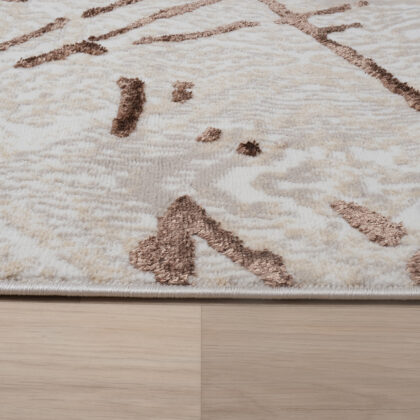 3' X 5' Ivory and Brown Abstract Area Rug