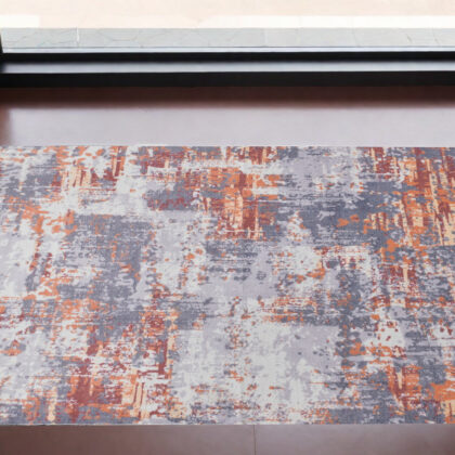 2' x 3' Gray and Brown Abstract Shag Printed Washable Non Skid Area Rug