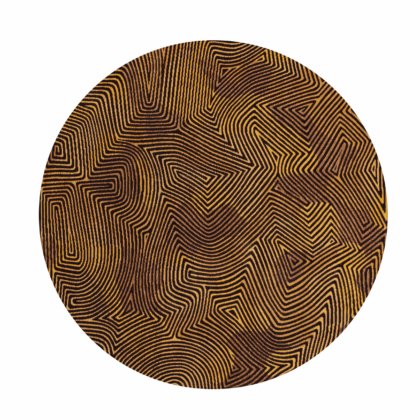 5' Black and Gold Round Abstract Non Skid Area Rug
