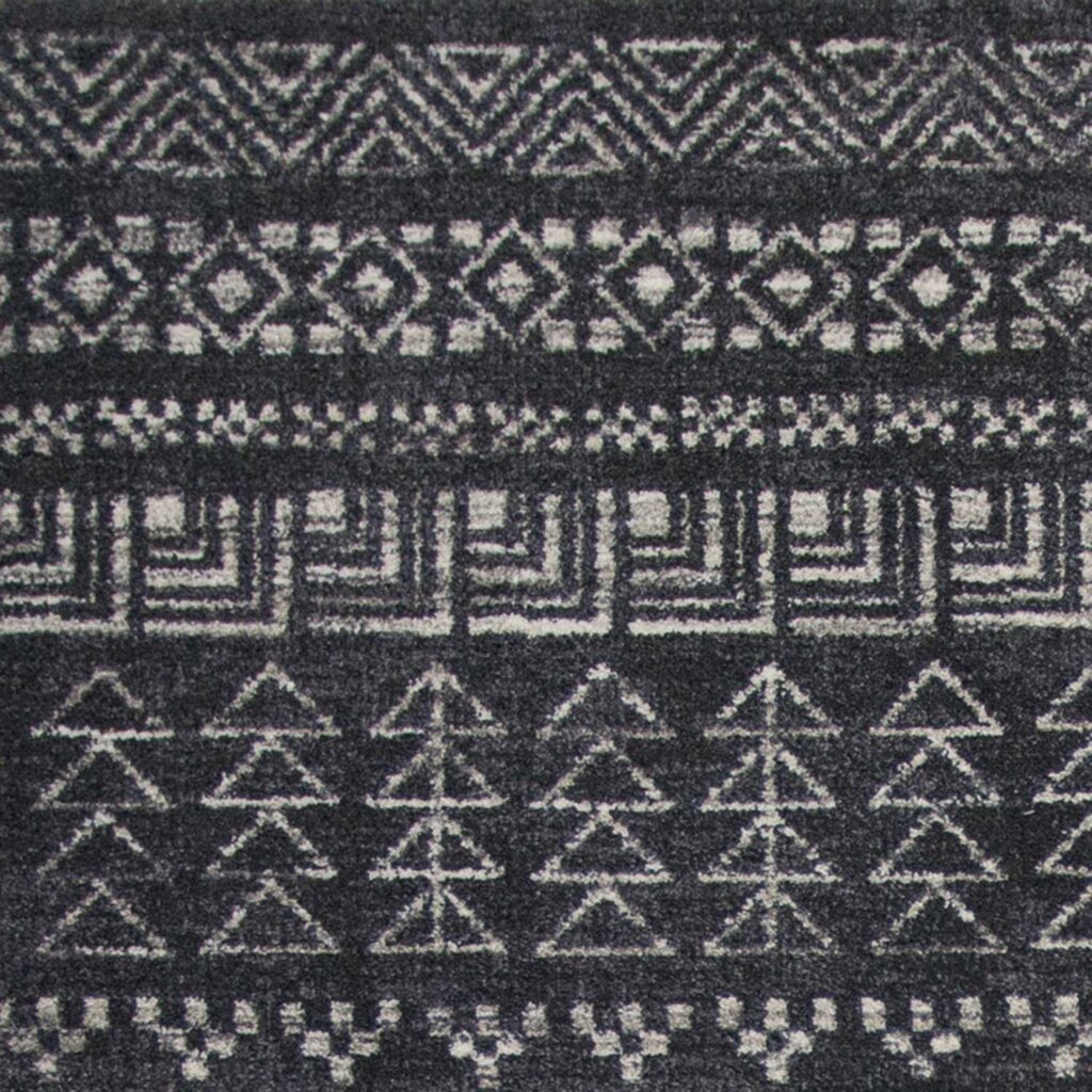3'X5' Charcoal Grey Machine Woven Bohemian Tribal Indoor Area Rug