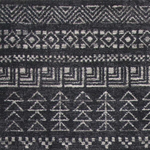 3'X5' Charcoal Grey Machine Woven Bohemian Tribal Indoor Area Rug