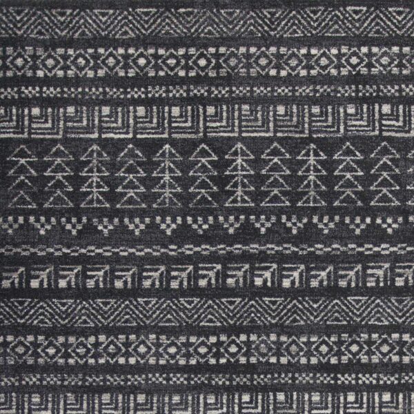 3'X5' Charcoal Grey Machine Woven Bohemian Tribal Indoor Area Rug