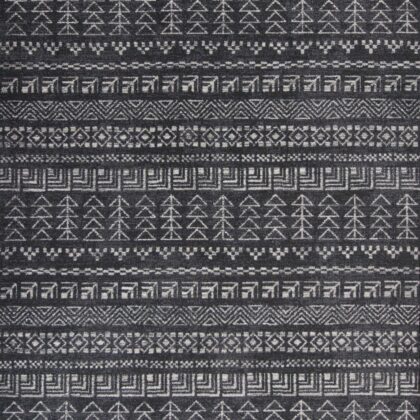 3'X5' Charcoal Grey Machine Woven Bohemian Tribal Indoor Area Rug