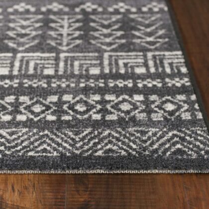 3'X5' Charcoal Grey Machine Woven Bohemian Tribal Indoor Area Rug